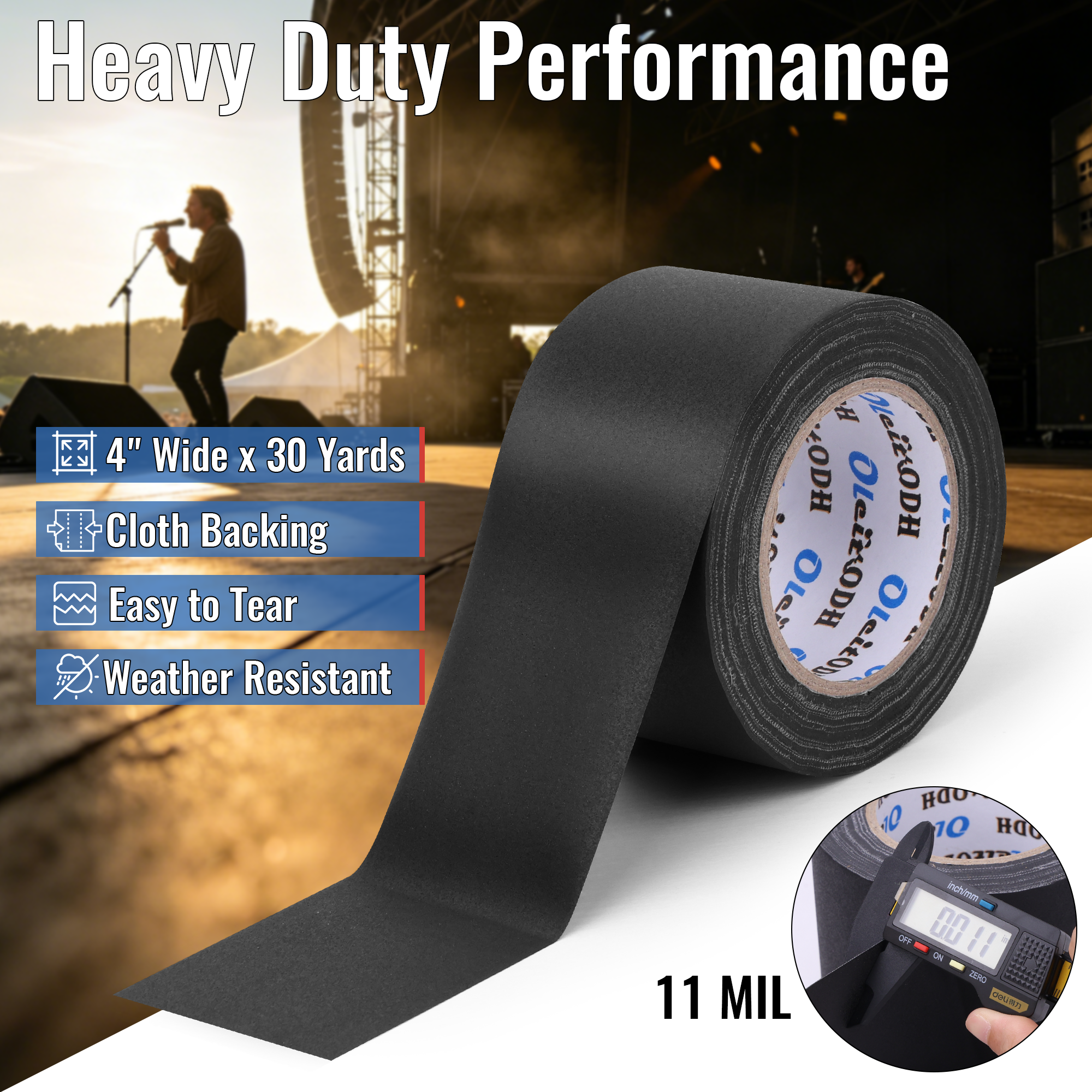 6 Pack New Upgrade Black Gaffer Tape Bulk 11 Mil Industrial Grade Gaffer Tape 3inx 30 Yards