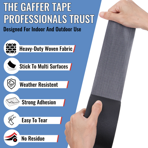 6 Pack New Upgrade Black Gaffer Tape Bulk 11 Mil Industrial Grade Gaffer Tape 3inx 30 Yards