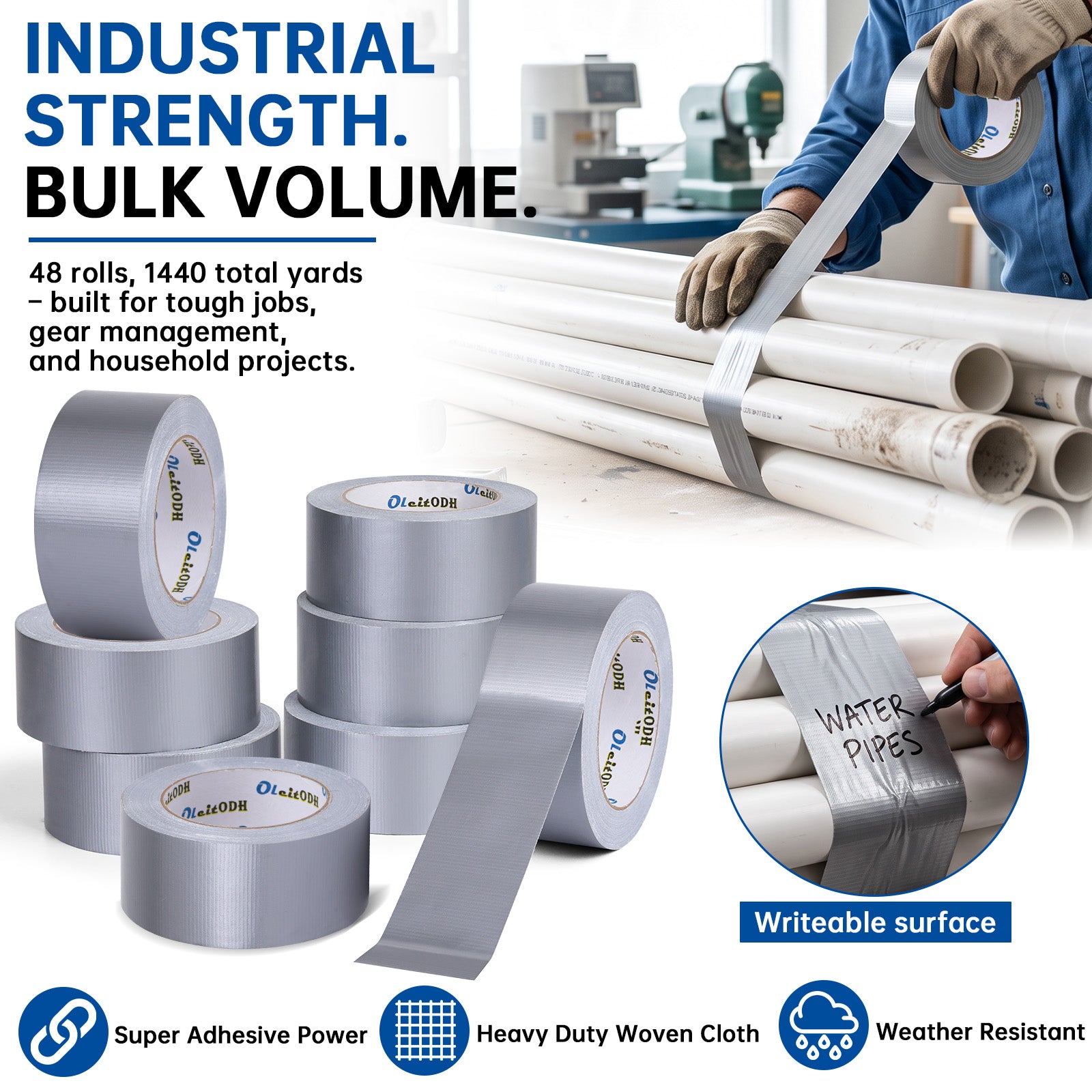 Oleitodh 22 Rolls Heavy Duty Duct Tape 2in x 30 yards