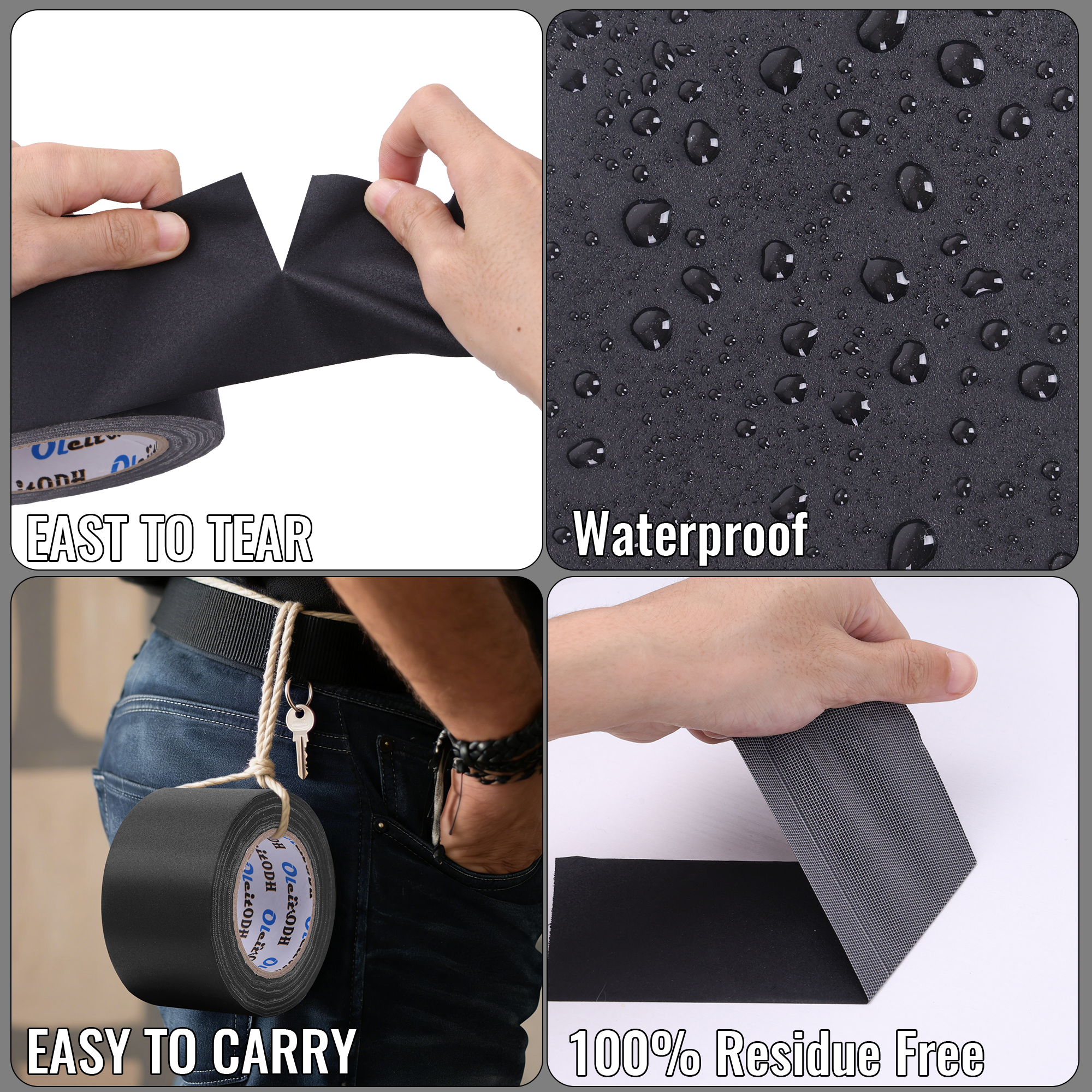 6 Pack New Upgrade Black Gaffer Tape Bulk 11 Mil Industrial Grade Gaffer Tape 3inx 30 Yards