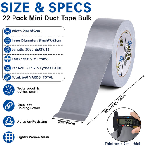 Oleitodh 22 Rolls Heavy Duty Duct Tape 2in x 30 yards